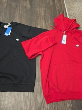 Adidas Men’s Trefoil Crewneck & Hoodie - Black and Red